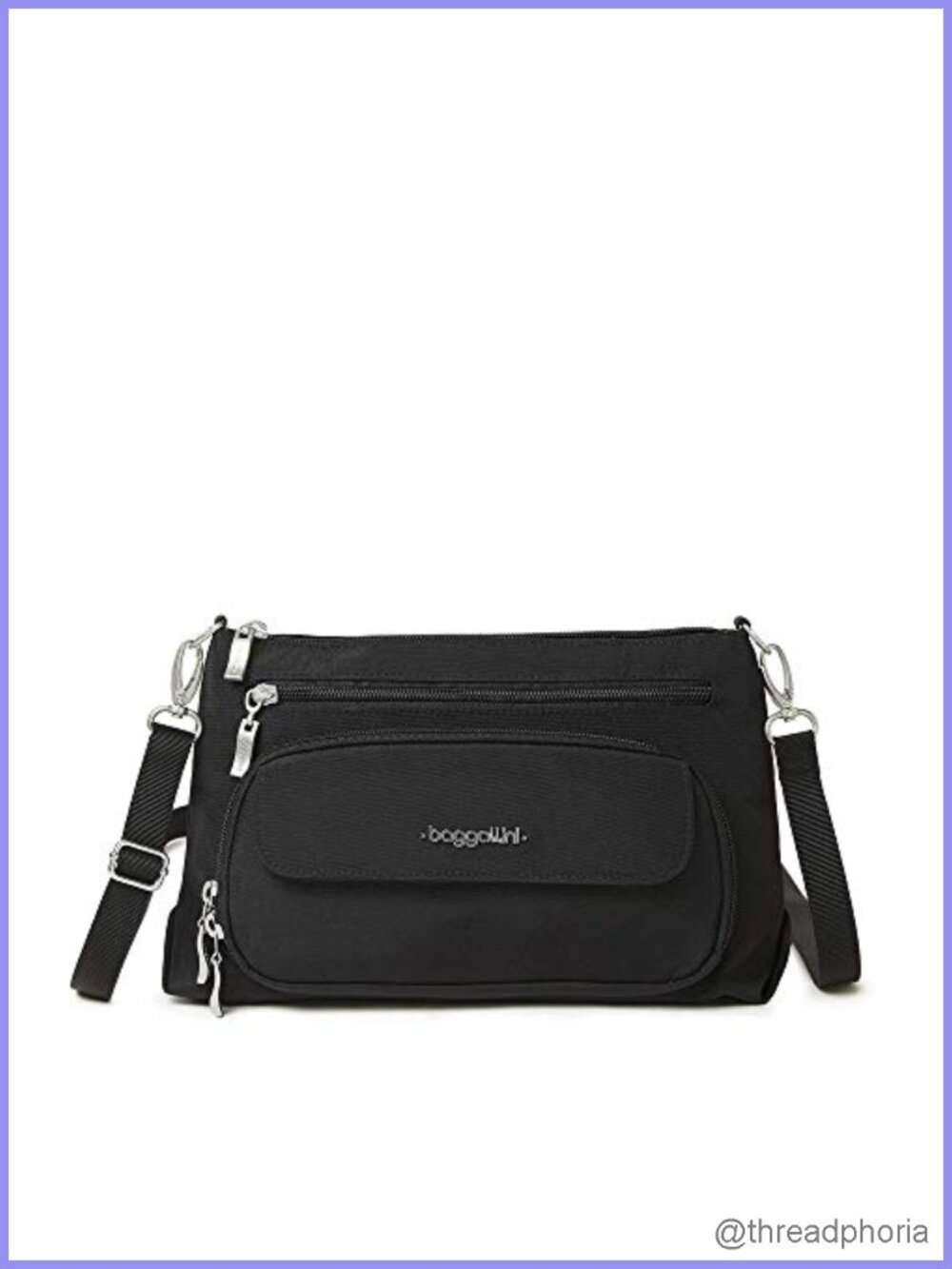 Lightweight Nylon RFID Crossbody Bag with Wallet, Phone Pocket, 9 Pockets